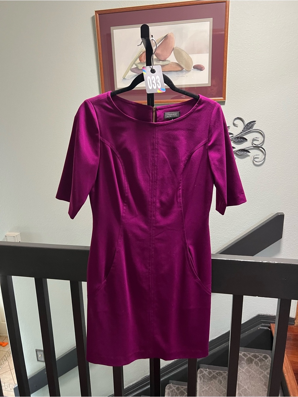 Tahari Tailored Magenta Sheath Dress Size 6#DC033